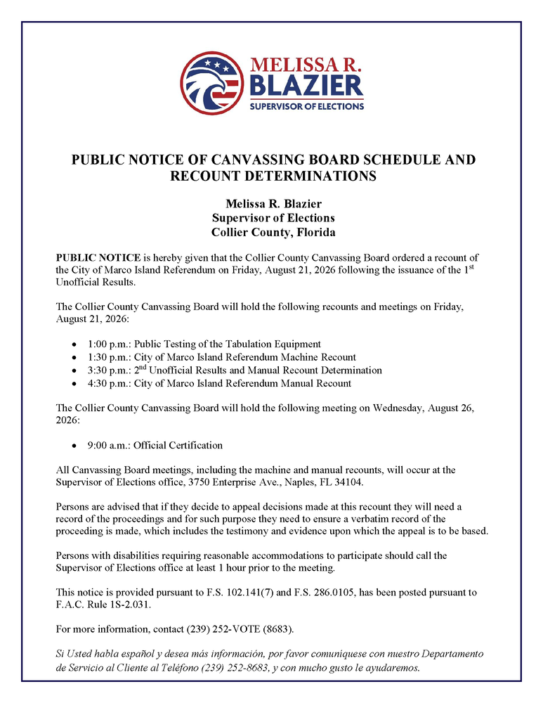 Public Notice for Ballot Recount