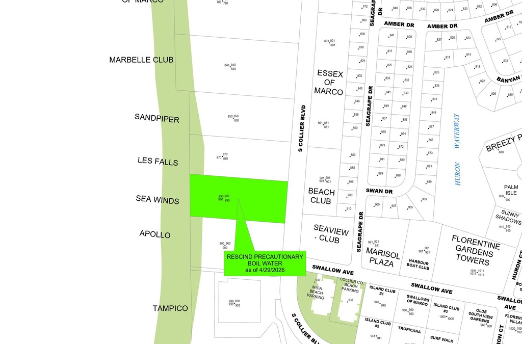 FRIDAY, 05.01.26 - RESCISSION OF PRECAUTIONARY BOIL WATER NOTICE - AREA 890 S COLLIER BLVD