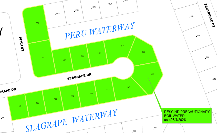 RESCISSION OF THE PRECAUTIONARY BOIL WATER NOTICE FOR THE AREA OF 631 PERU STREET AS OF THURSDAY, JUNE 4TH, 2026.
