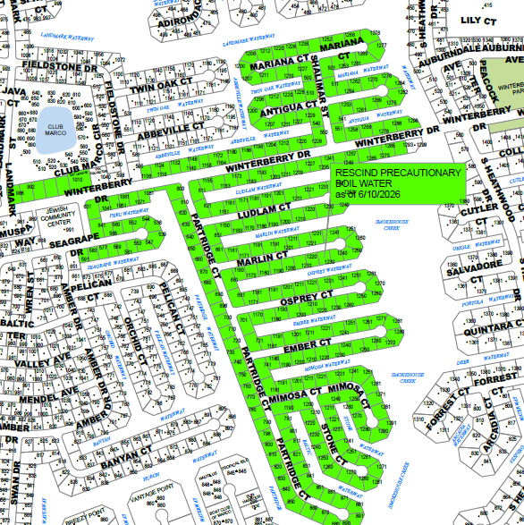 WEDNESDAY 6.10.26 - RESCISSION OF PRECAUTIONARY BOIL WATER NOTICE - AREA 631 PERU ST