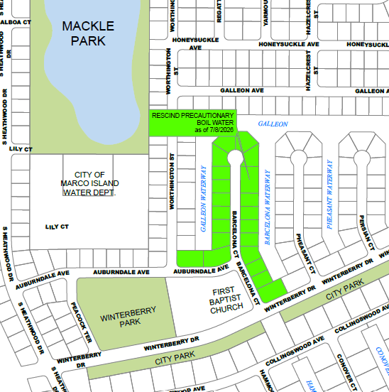 WEDNESDAY, 7.8.26 - RESCISSION OF PRECAUTIONARY BOIL WATER NOTICE - AREA 419 BARCELONA CT