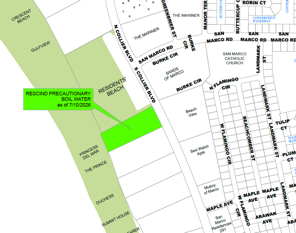 FRIDAY, 7.10.26 - RESCISSION OF PRECAUTIONARY BOIL WATER NOTICE - AREA 174 S COLLIER BLVD