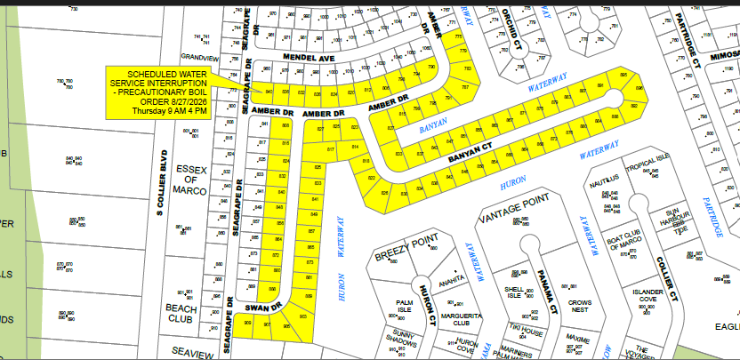THURSDAY, 8.27.26 - 9AM - 4PM - WATER SERVICE INTERRUPTION - AREA 756 SEAGRAPE - PRECAUTIONARY BOIL WATER NOTICE IN EFFECT UNTIL NOTIFIED