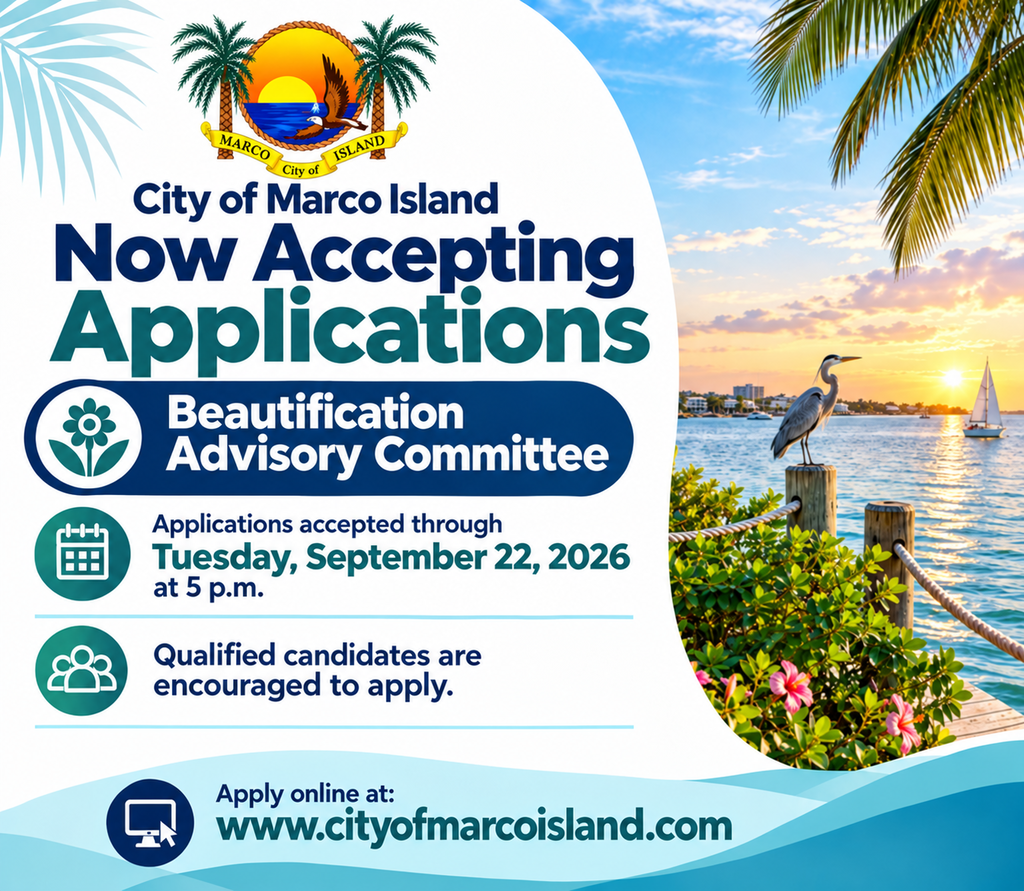 Application Announcement for City of Marco Island Beautification Advisory Committee.