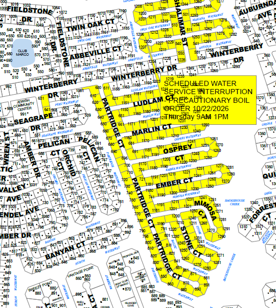 THURSDAY 10.22.26 - 9AM - 1PM - SCHEDULED WATER SERVICE INTERRUPTION - AREA 631 PERU ST - PRECAUTIONARY BOIL WATER NOTICE IN EFFECT UNTIL NOTIFIED