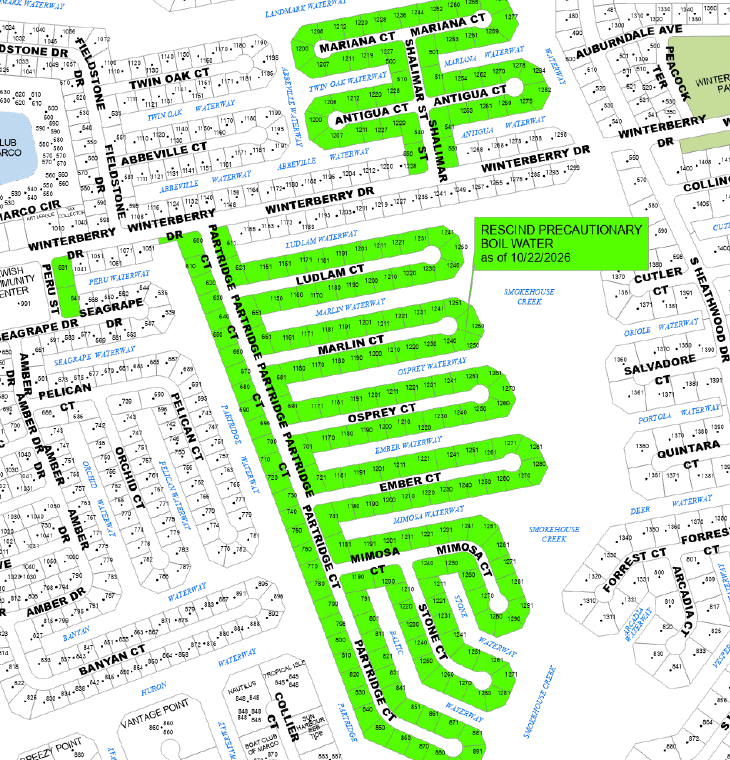 THURSDAY 10.22.26 RESCISSION OF PRECAUTIONARY BOIL WATER NOTICE - AREA 631 PERU CT