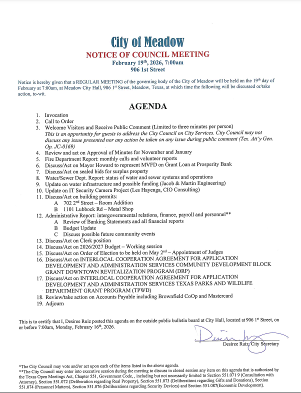 02-19 Agenda