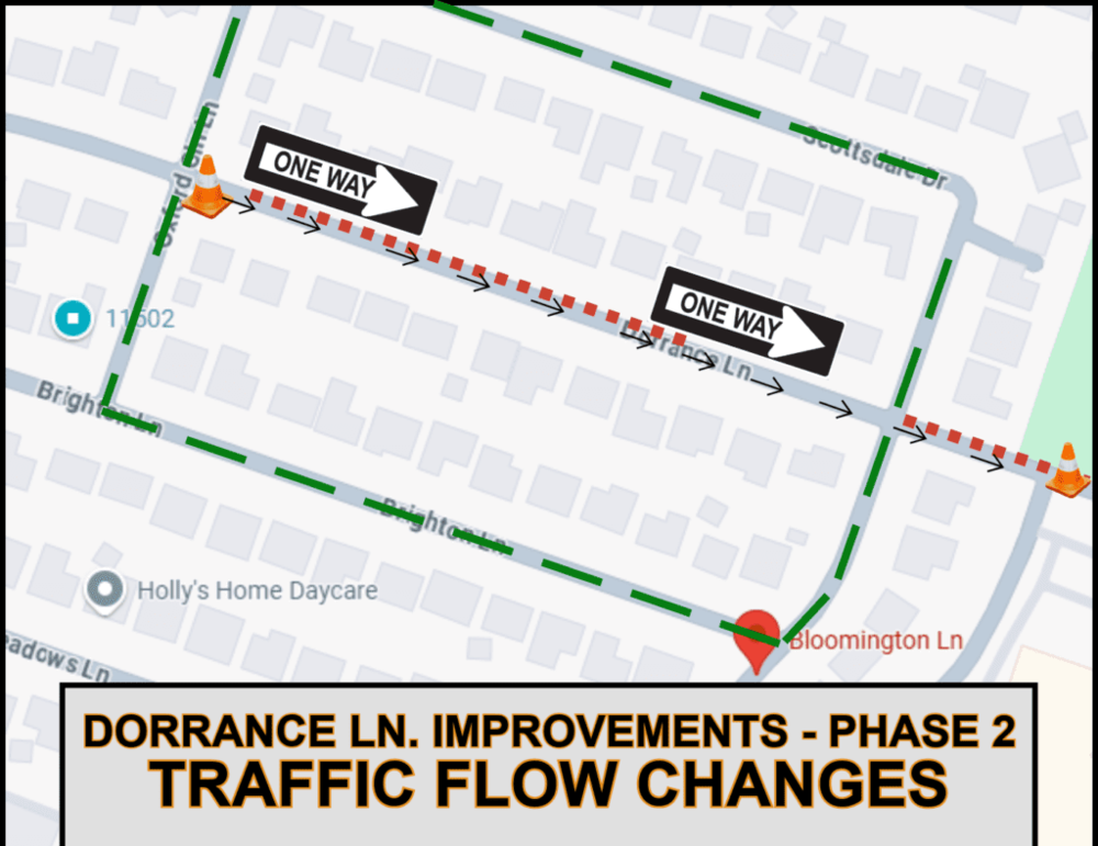 Traffic Flow Change 1/13/25 Dorrance Lane Improvement Project