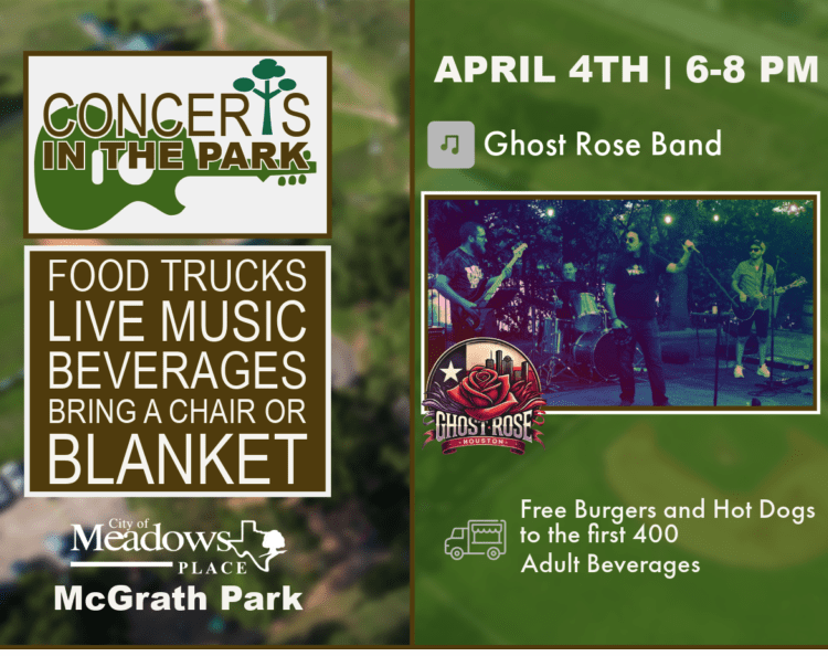 Concerts in the Park Friday, April 4, 6P – 8P