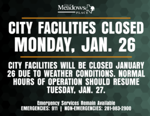 City Facilities Closed Monday due to Weather