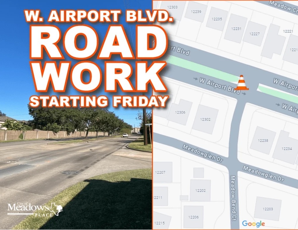 W. Airport Blvd. Roadwork Starting 10/18/24