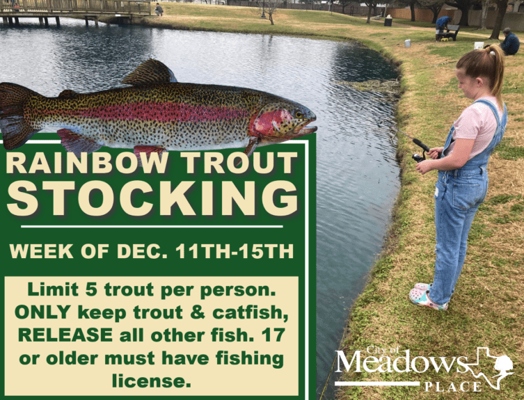 Rainbow Trout Stocking Week of December 11th-15th, 2023