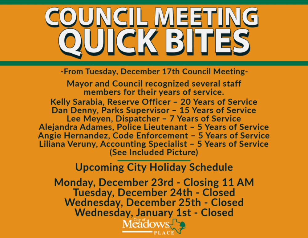 Council Quick Bites | December 17, 2024