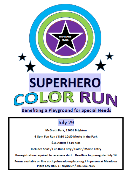 Meadows Place Super Hero Color Run