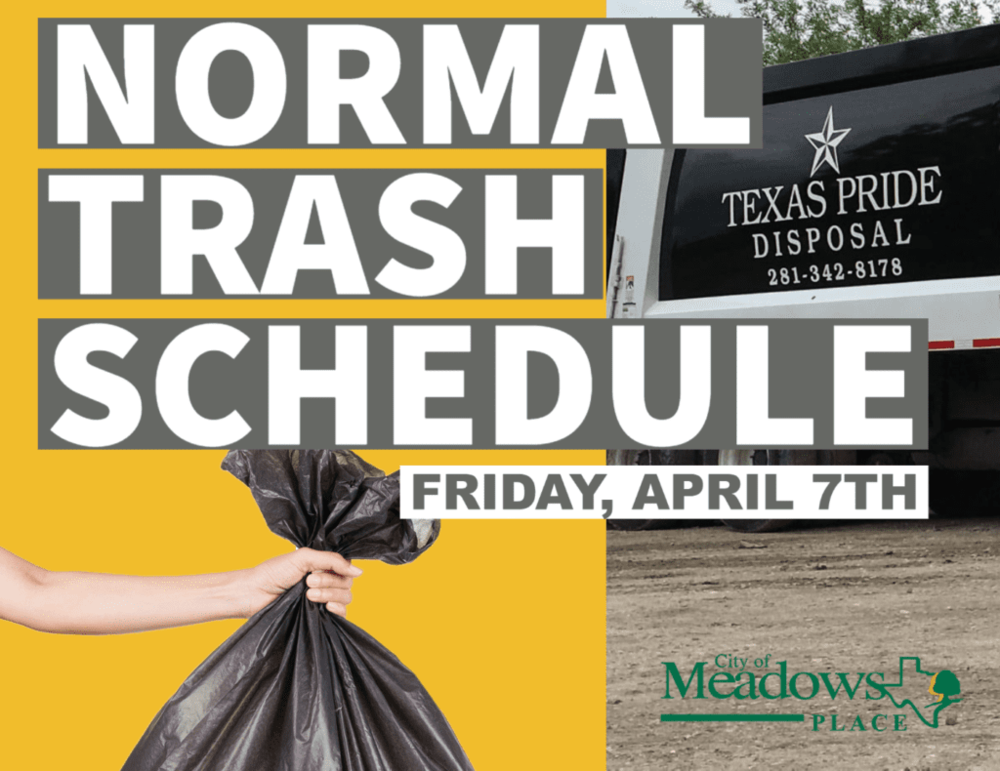 Normal Trash Schedule Friday, 4/7/23