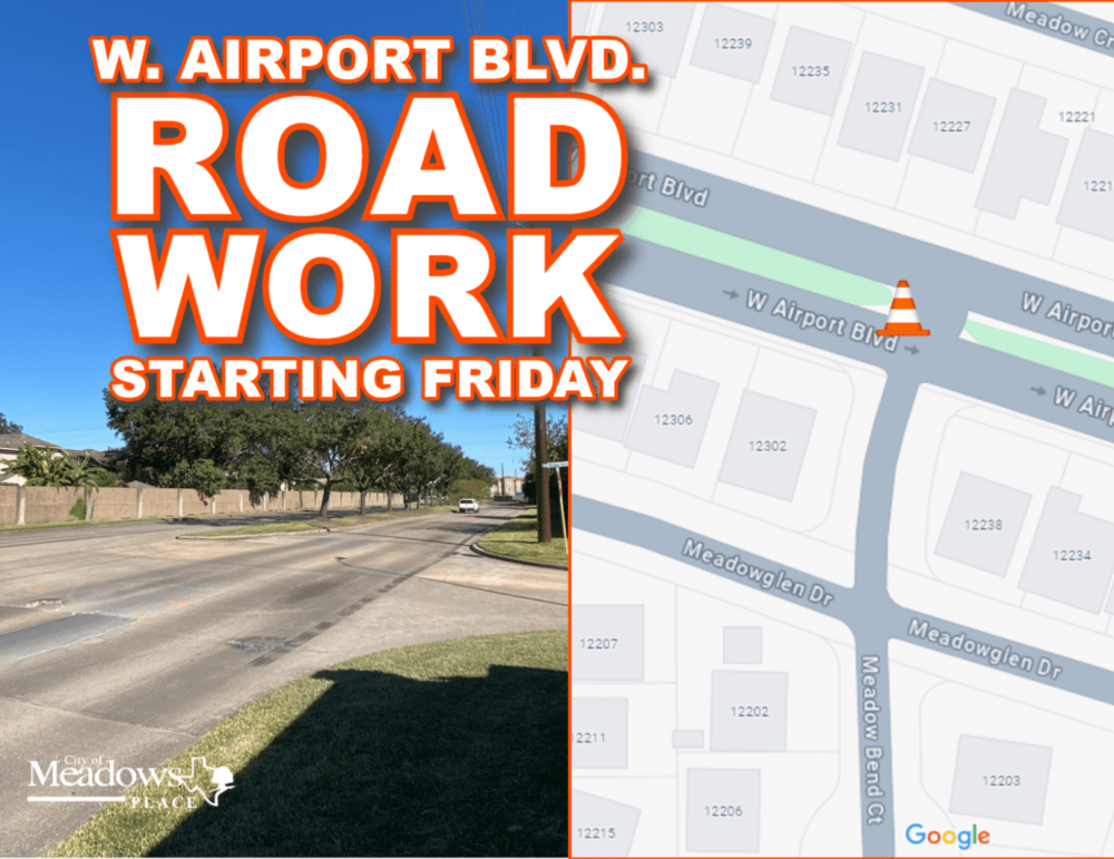 W. Airport Blvd. Roadwork Starting 10/18/24