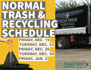 normal trash and recycling schedule