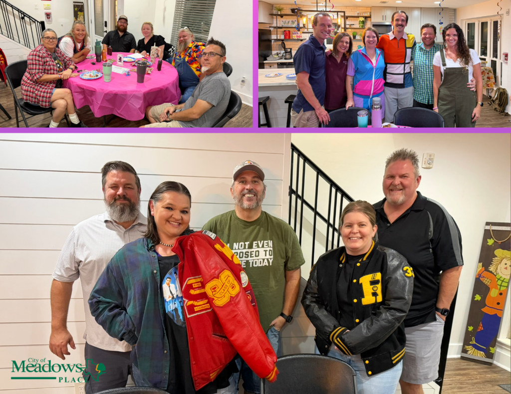 Groups of participants pose for photos during the Back to the 90s Trivia Night at the Discovery & Nature Center.