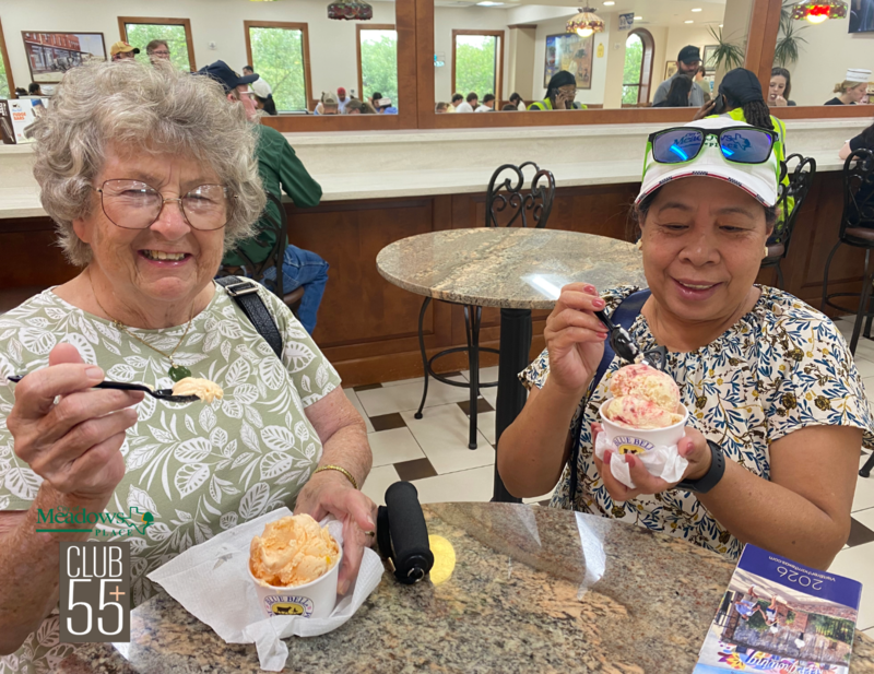 club 55 event picture ladies eating ice cream