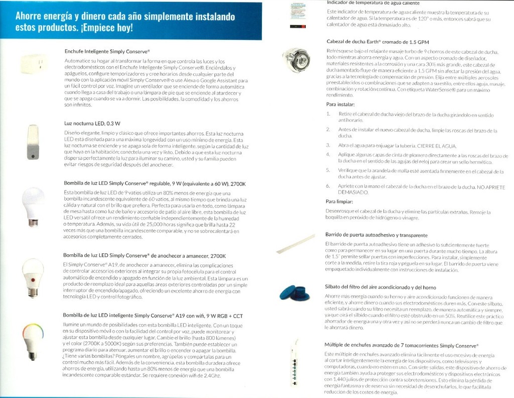 Items in conservation kit in spanish