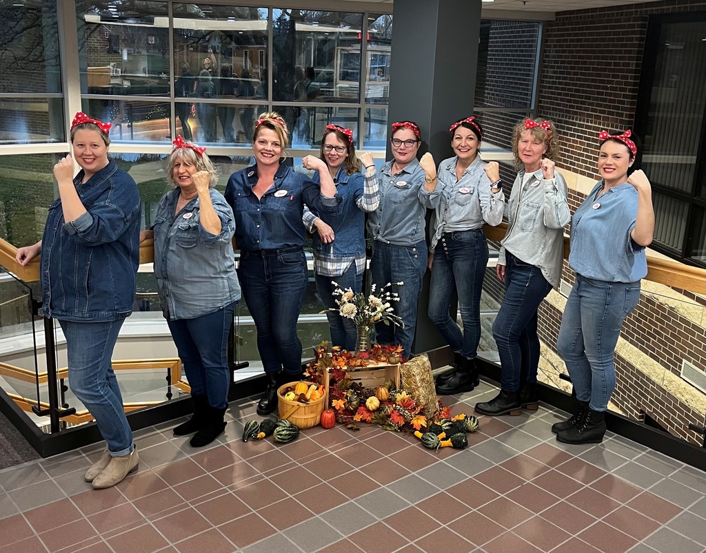 Admin staffed as Rosie Riveter