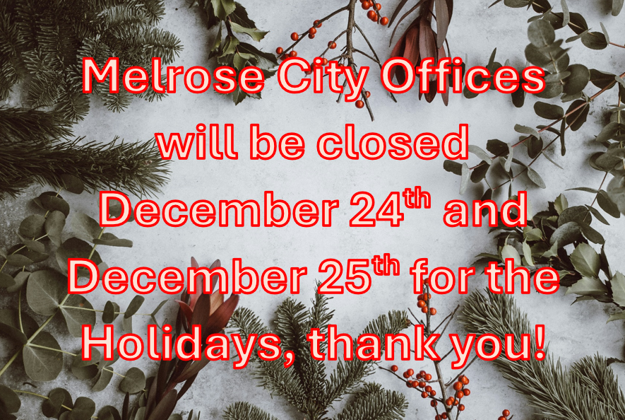 Christmas closure sign for 12/24 and 12/25