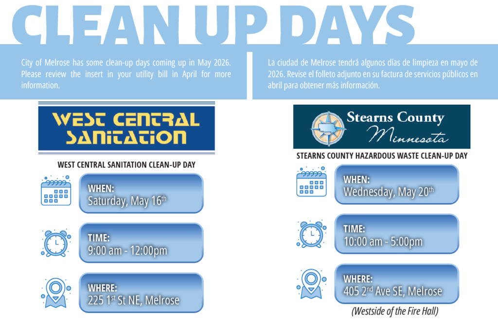 Upcoming clean up days