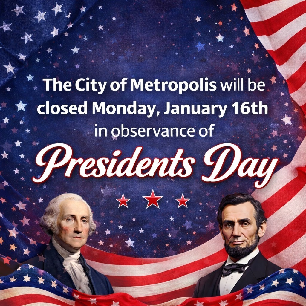 CLOSED MONDAY, JANUARY 16 FOR PRESIDENTS DAY 