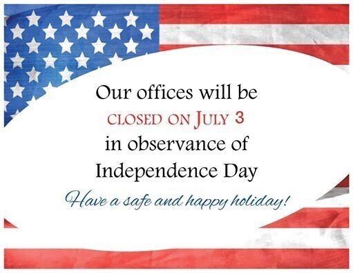 Closed July 3 