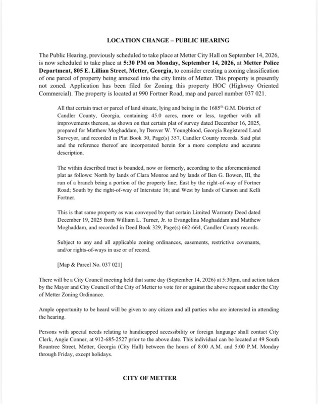 Public Hearing Location Change