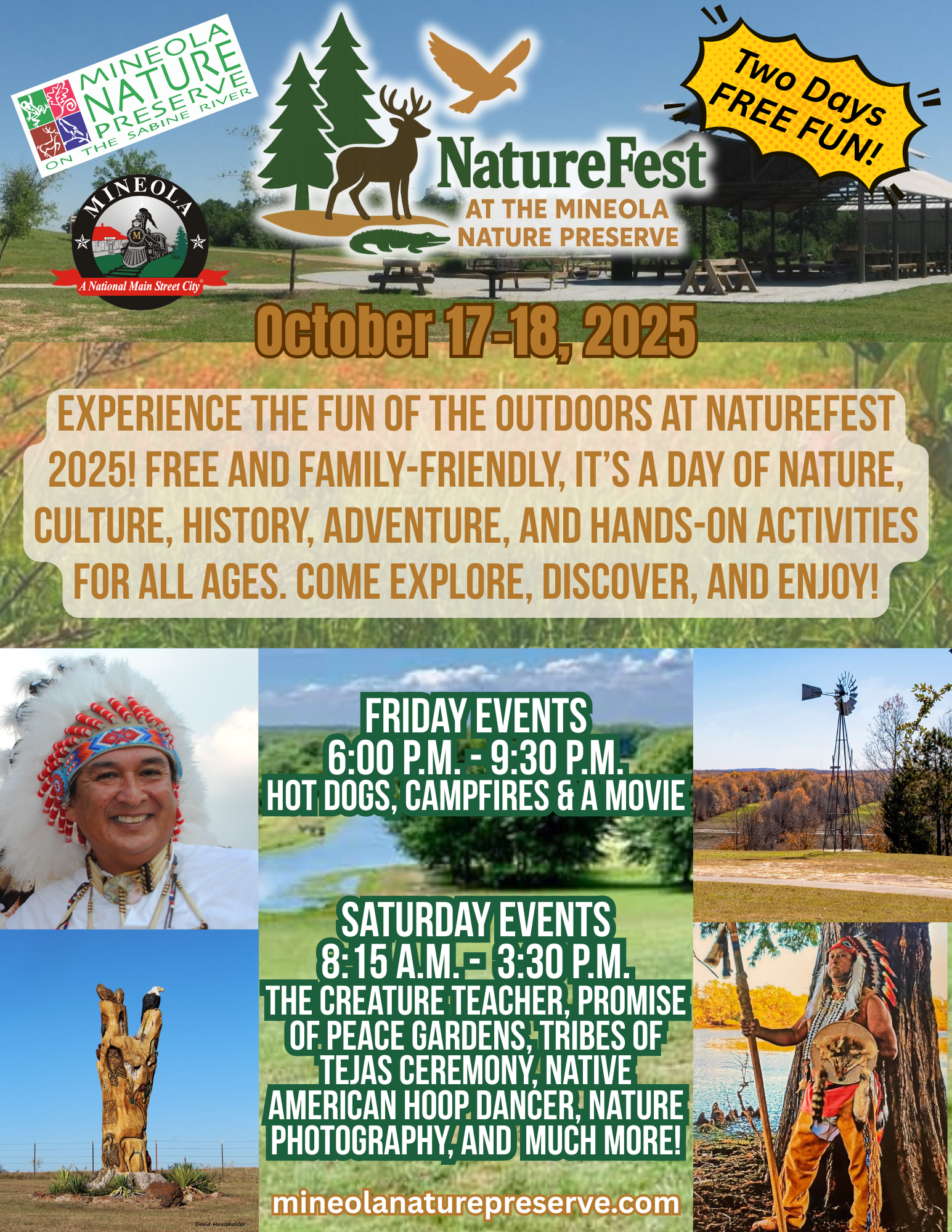 NatureFest 2025 at the Mineola Nature Preserve – October 17 & 18