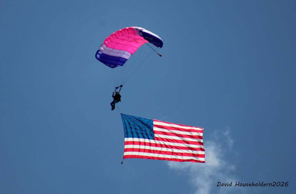Skydiver with American Flag