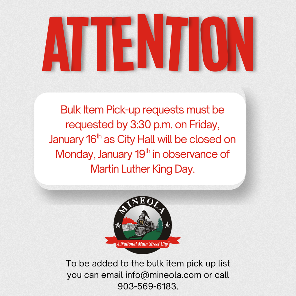 Bulk Item Pick up deadline poster