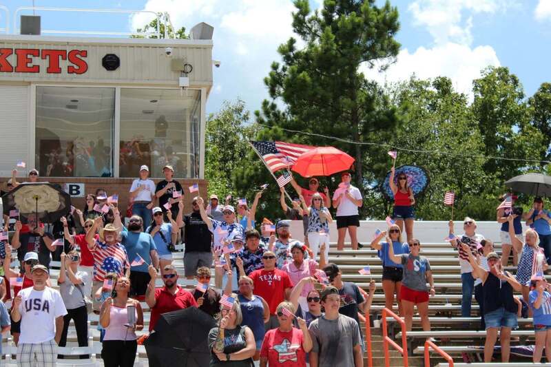 America Waves-Crowd waving flags