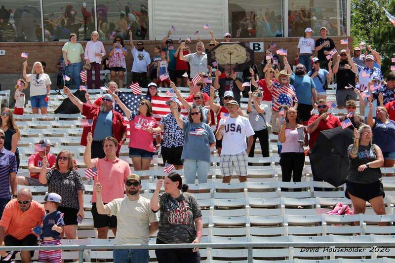 America Waves-crowd waving flags