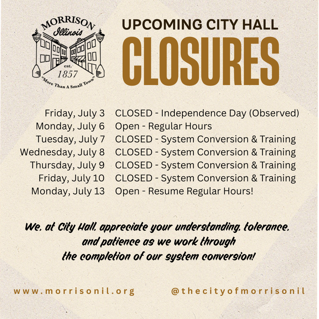 City Hall Upcoming Closures