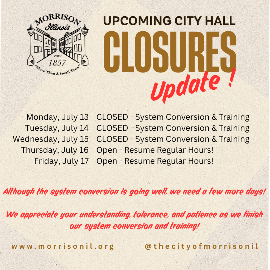 City Hall Closures - Updated Schedule