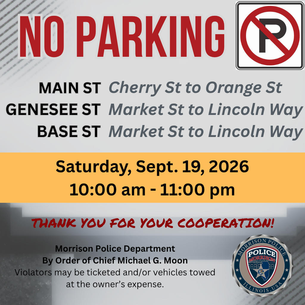 No Parking Notice for 09-19-26