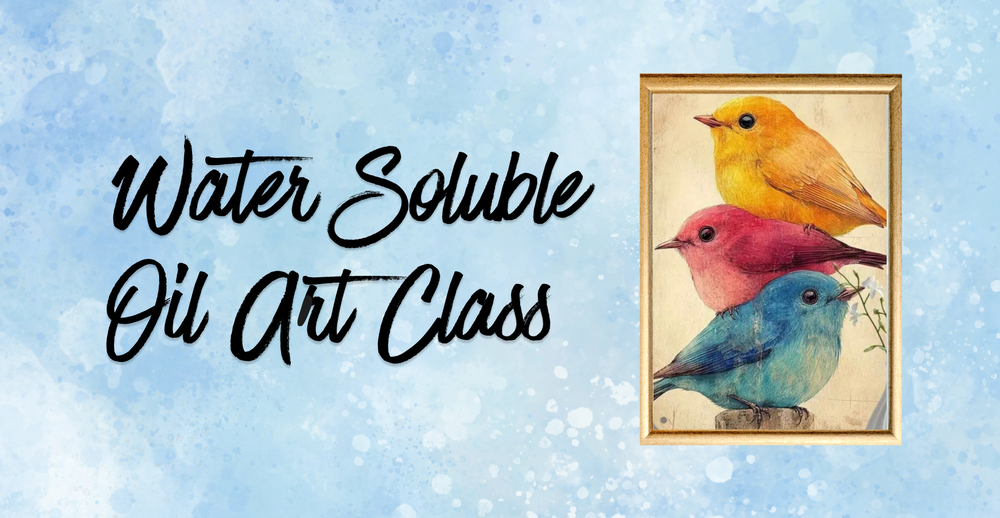 Water Soluble Oil Art Class. Painting of three birds