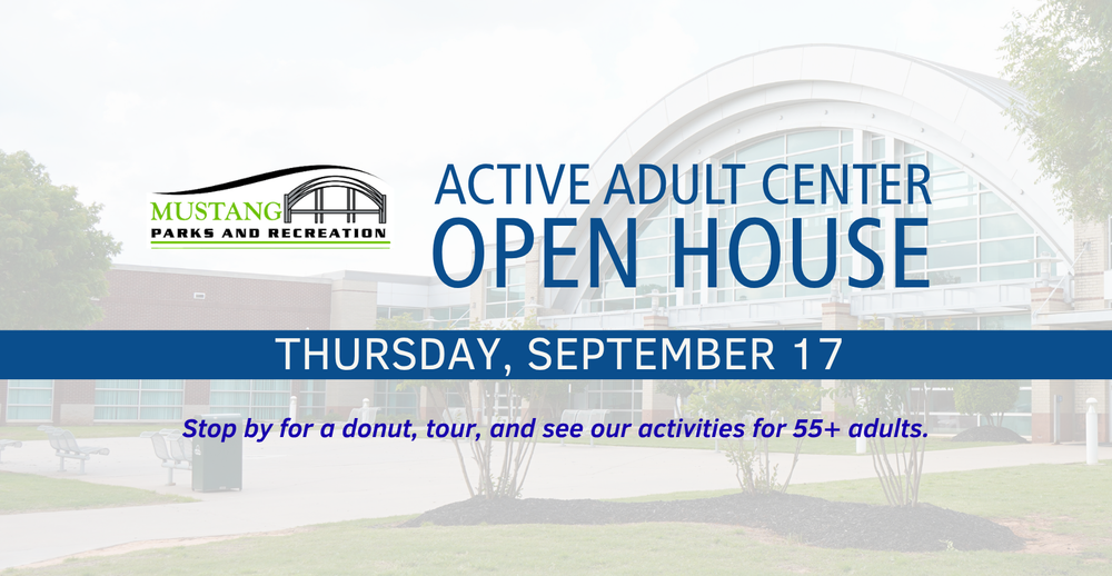 Active Adult Center Open House. Thursday September 17. Stop by for a donut, tour, and see our activities for 55+ adults.
