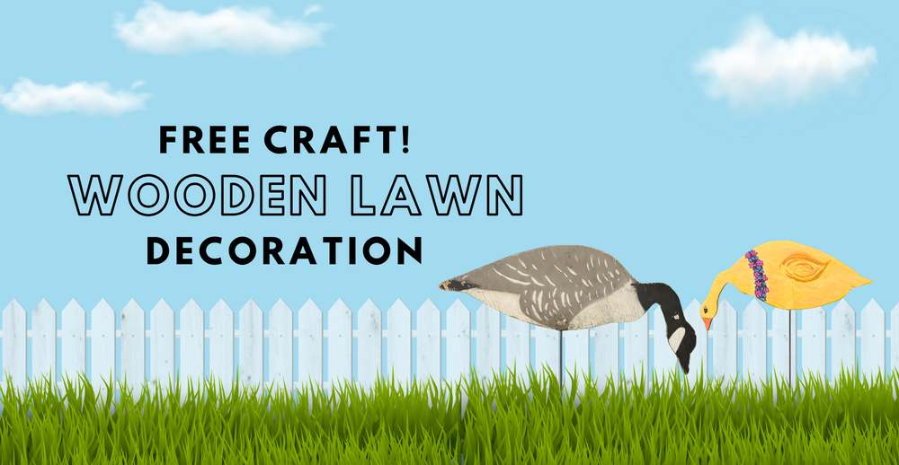 Free Craft! Wooden Lawn Decoration. Picture of Wooden Bird stakes