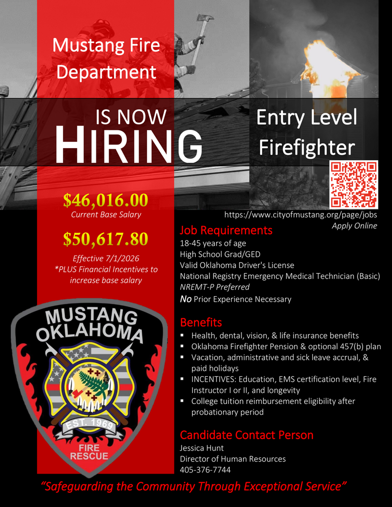 A flyer with information about Fire Department hiring
