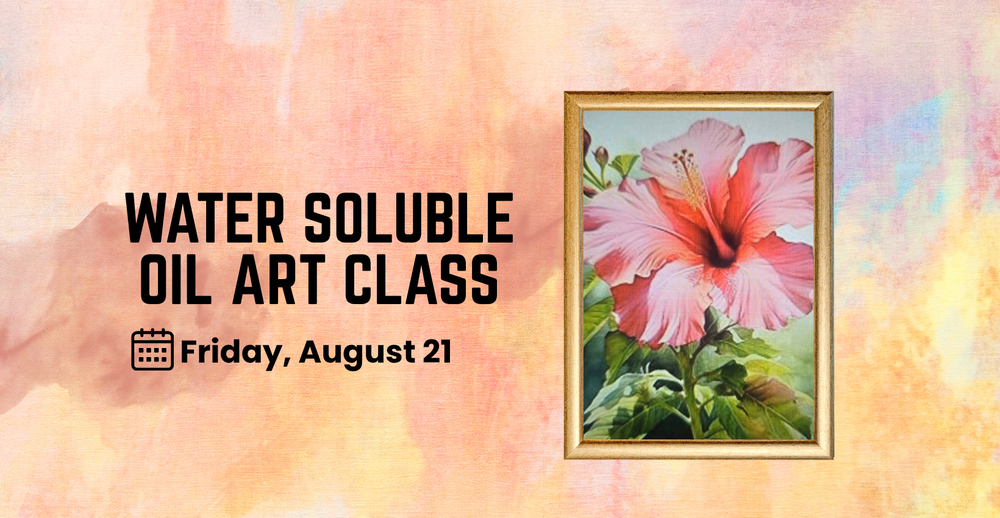 Water Soluble Oil Art Friday, August 21. Painting of a hibiscus flower.