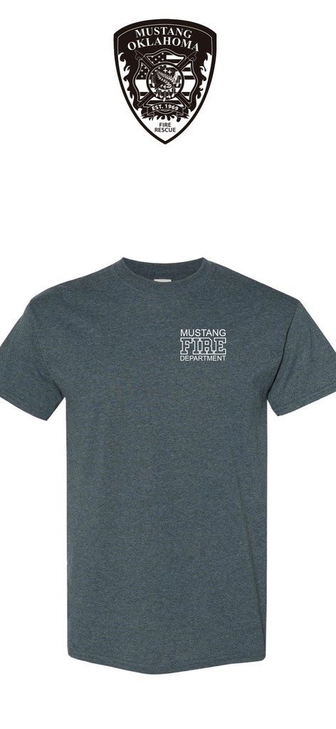 FD Breast Cancer Awareness Shirt - Front View - with the words Mustang Fire Depoartment