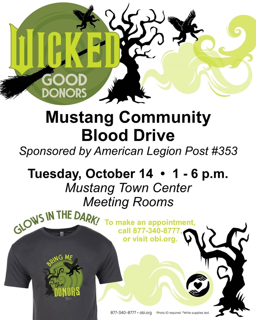 A poster promoting the October 14th Blood Drive with Spooky Glow in the Dark graphics