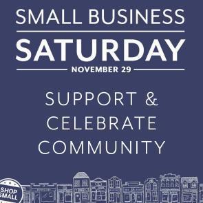 A Small Business Saturday Graphic with Buildings