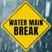 sign that reads water main break