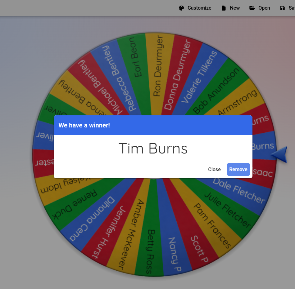 Challenge Winner Drawing Results
