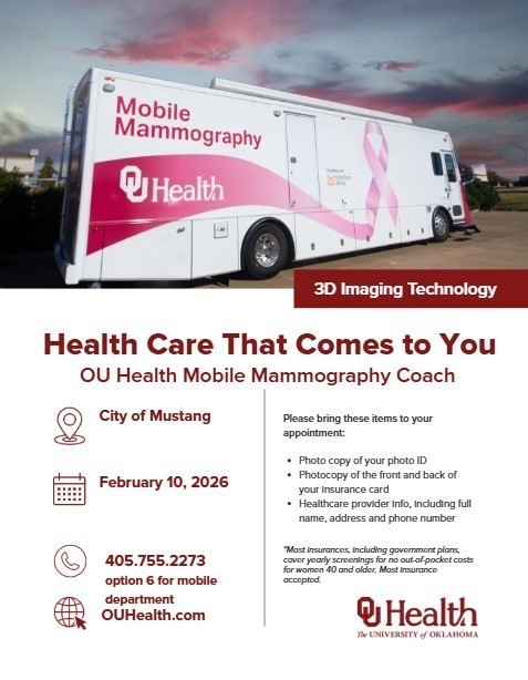 A photo with the Mobile Mammography van and information about their visit