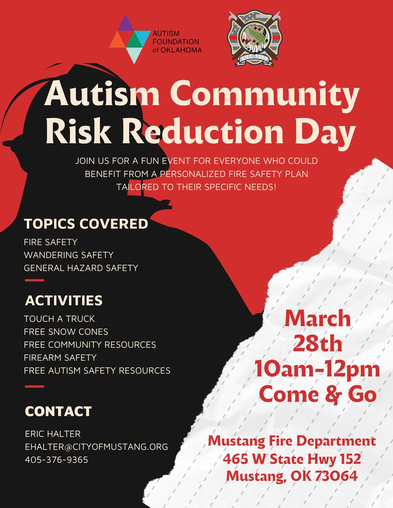 A flyer with the silhouette of a fire fighter with information regarding the Autism Risk Reduction Day 